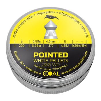 COAL POINTED WHITE PELLETS 200kom 4,5 cal.